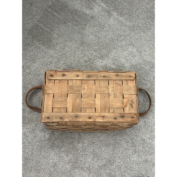 Longaberger Rectangle Basket 2 Leather Handles - Picture 2 of 7